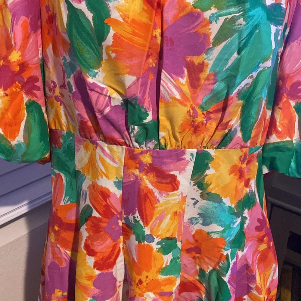 Floral Multicolor Puff Sleeve Dress - Picture 5 of 5